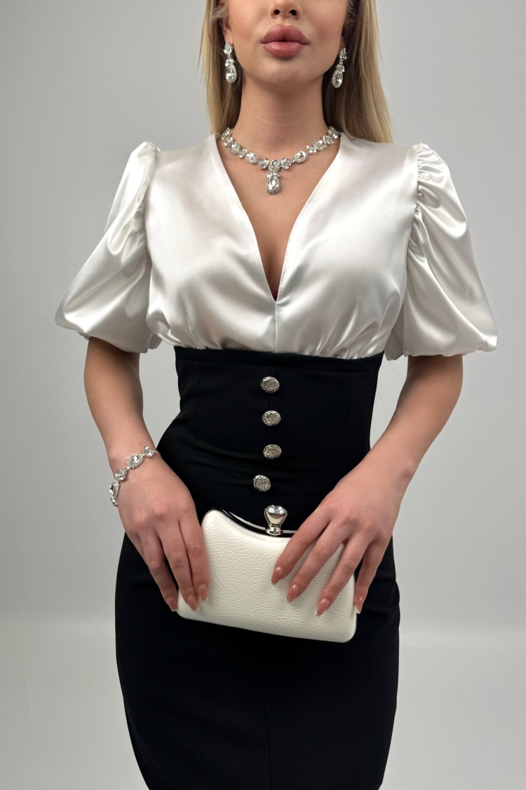 Balloon Sleeve Corset Dress