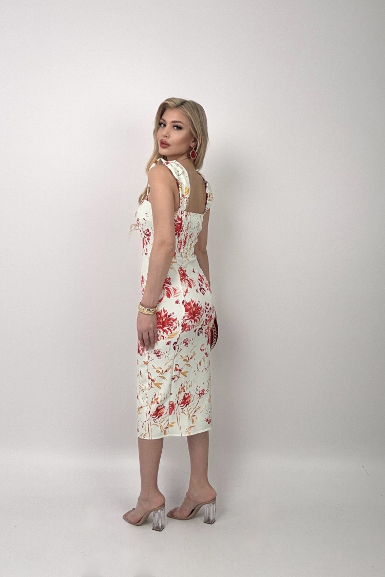 Digital Printed Balloon Strap Strapless Dress