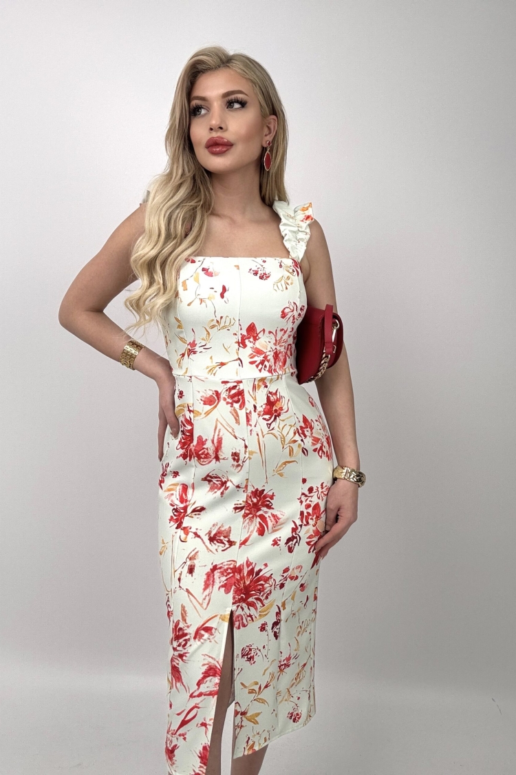 Digital Printed Balloon Strap Strapless Dress