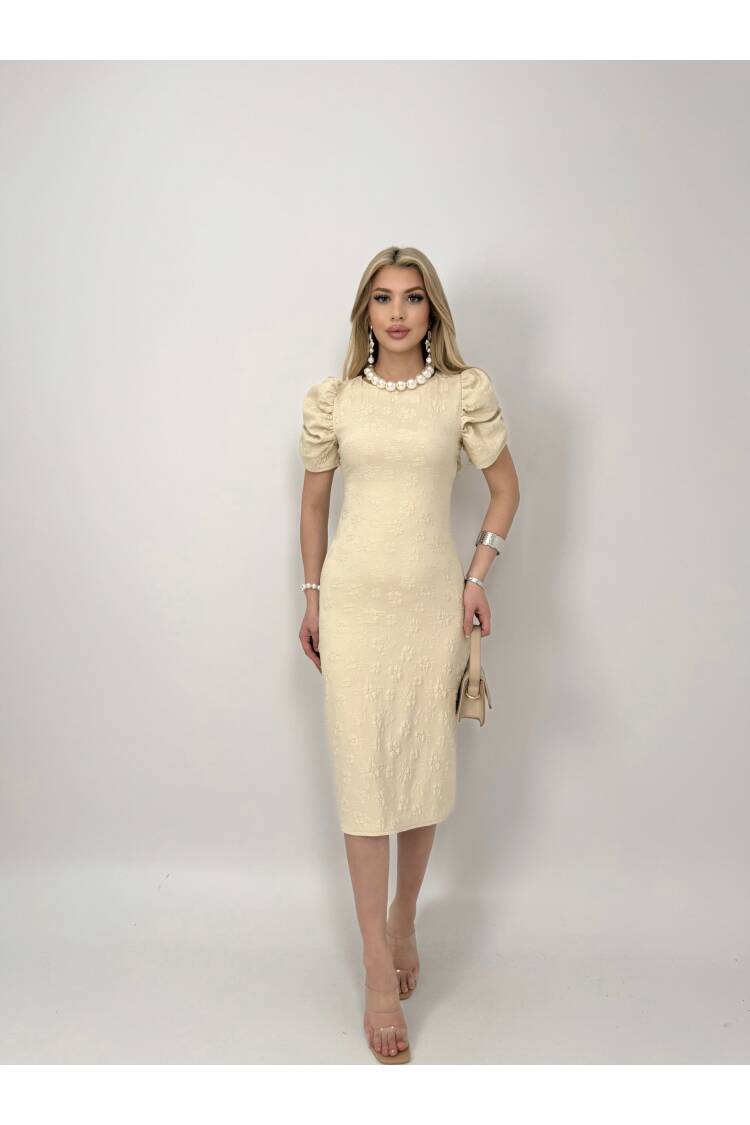 Embossed Polyester Dress - Miss Janell - Globality Store - Women Clothes Wholesale Turkey