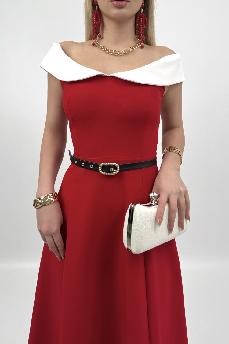 Strappy Eyelet Belt Detailed Dress
