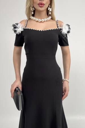 Pearl Detailed Sleeve Rose Hanger Dress - Miss Janell - Globality Store - Women Clothes Wholesale Turkey