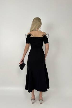 Pearl Detailed Sleeve Rose Hanger Dress - Miss Janell - Globality Store - Women Clothes Wholesale Turkey