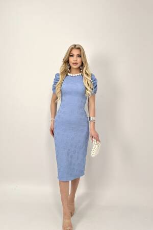 Embossed Polyester Dress - Miss Janell - Globality Store - Women Clothes Wholesale Turkey
