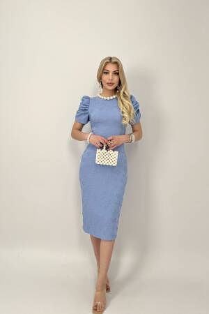 Embossed Polyester Dress - Miss Janell - Globality Store - Women Clothes Wholesale Turkey
