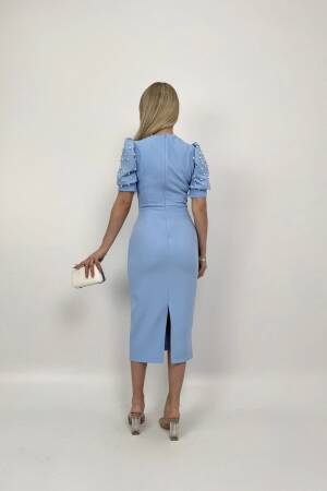 Pearl Striped Watermelon Sleeve Midi Dress - Miss Janell - Globality Store - Women Clothes Wholesale Turkey