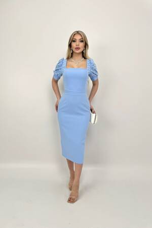 Pearl Striped Watermelon Sleeve Midi Dress - Miss Janell - Globality Store - Women Clothes Wholesale Turkey