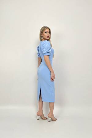Pearl Striped Watermelon Sleeve Midi Dress - Miss Janell - Globality Store - Women Clothes Wholesale Turkey