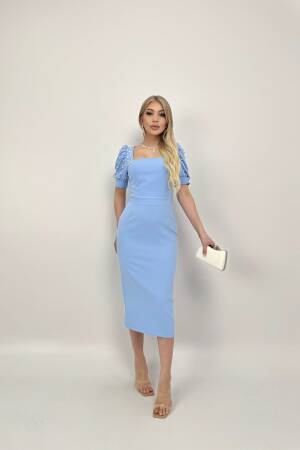 Pearl Striped Watermelon Sleeve Midi Dress - Miss Janell - Globality Store - Women Clothes Wholesale Turkey