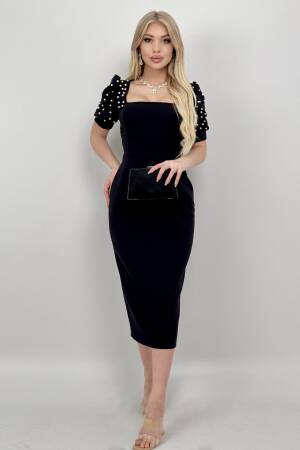 Pearl Striped Watermelon Sleeve Midi Dress - Miss Janell - Globality Store - Women Clothes Wholesale Turkey