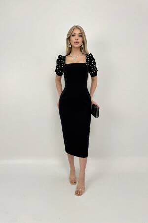 Pearl Striped Watermelon Sleeve Midi Dress - Miss Janell - Globality Store - Women Clothes Wholesale Turkey
