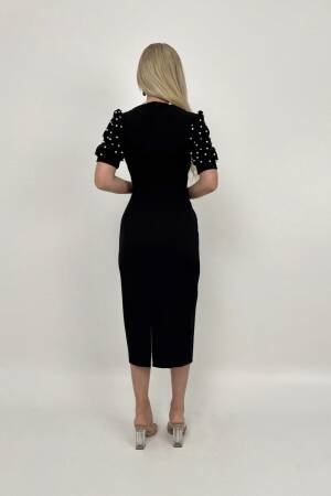 Pearl Striped Watermelon Sleeve Midi Dress - Miss Janell - Globality Store - Women Clothes Wholesale Turkey