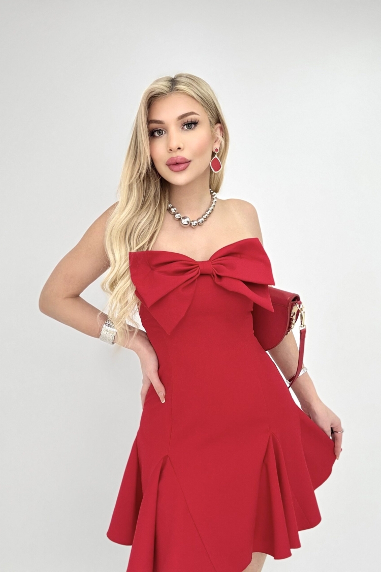 Front Bow Back Gown Short Dress