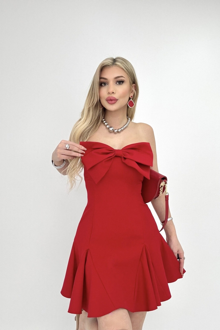 Front Bow Back Gown Short Dress