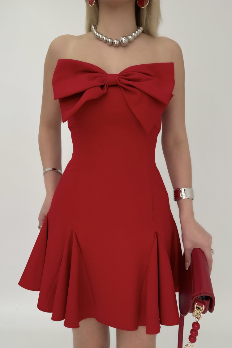 Front Bow Back Gown Short Dress