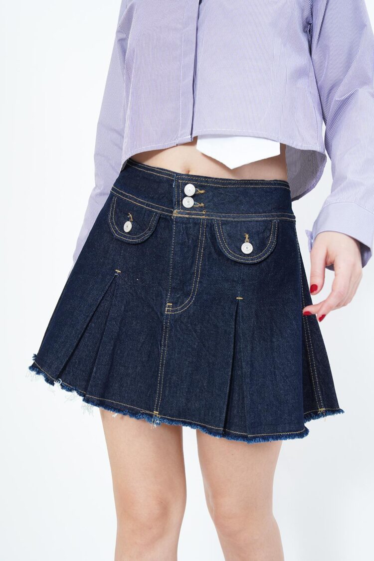 Pocket And Button Detailed Jeans Wholesale Skirt - Lustrin - Globality Store - Women Clothes Wholesale Turkey