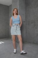 Skirt Tassel Detailed Blue Wholesale Skirt - Lustrin - Globality Store - Women Clothes Wholesale Turkey