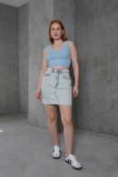 Skirt Tassel Detailed Blue Wholesale Skirt - Lustrin - Globality Store - Women Clothes Wholesale Turkey