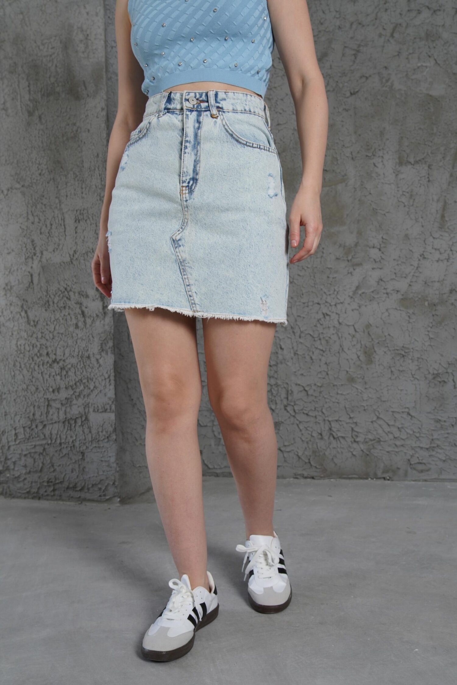 Skirt Tassel Detailed Blue Wholesale Skirt - Lustrin - Globality Store - Women Clothes Wholesale Turkey