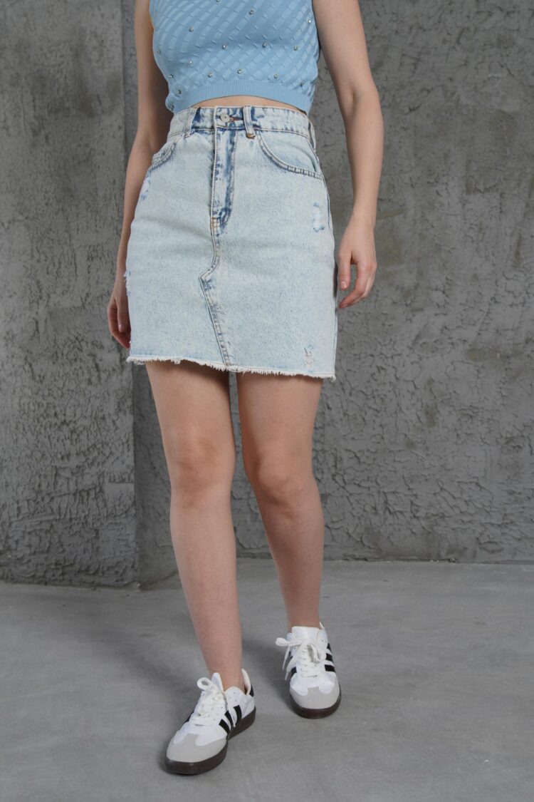 Skirt Tassel Detailed Blue Wholesale Skirt - Lustrin - Globality Store - Women Clothes Wholesale Turkey