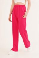 Basic Wholesale Fuchsia Pants With Elastic Waist - Lustrin - Globality Store - Women Clothes Wholesale Turkey