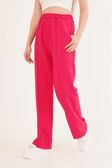 Basic Wholesale Fuchsia Pants With Elastic Waist - Lustrin - Globality Store - Women Clothes Wholesale Turkey