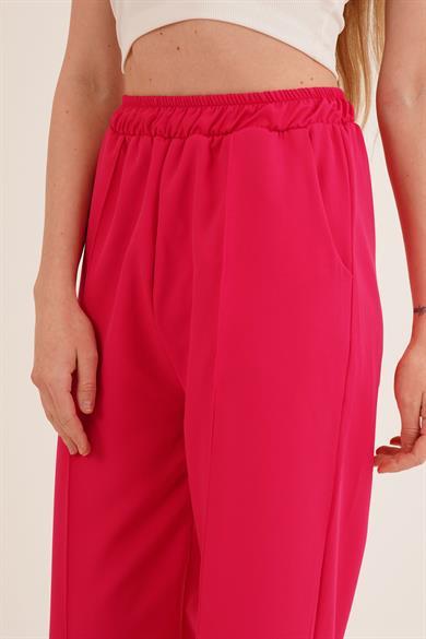 Basic Wholesale Fuchsia Pants With Elastic Waist