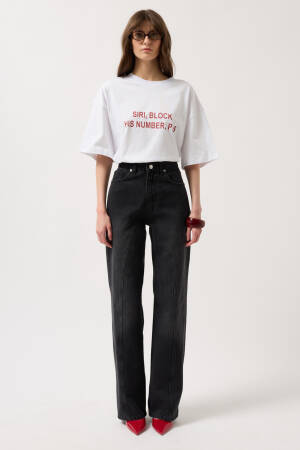 Sewing Detail Wide Leg Jean - Black Fashion - Globality Store - Women Clothes Wholesale Turkey