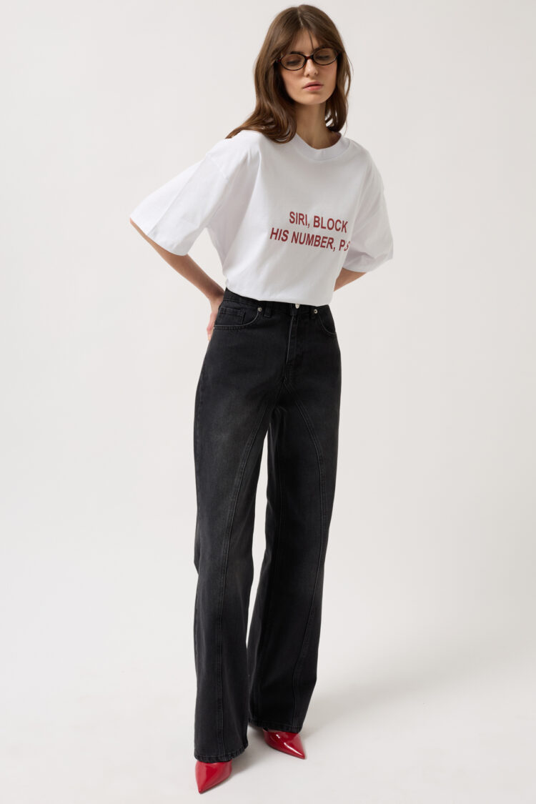 Sewing Detail Wide Leg Jean