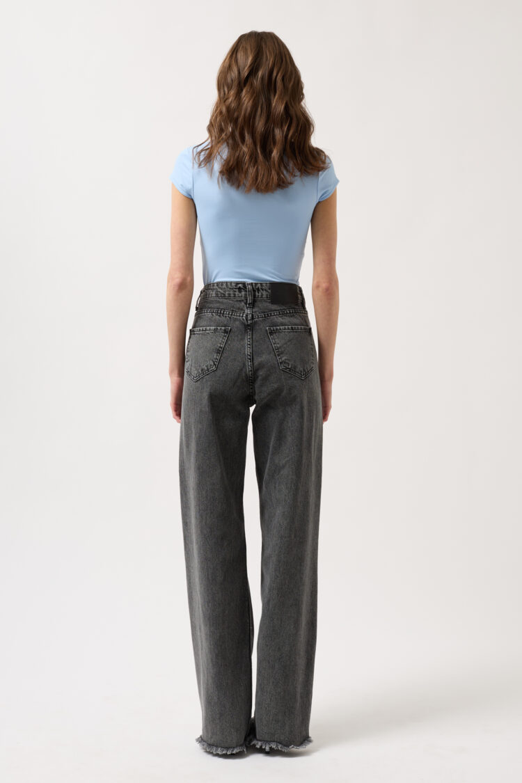 Laser Cut Wide Leg Jean