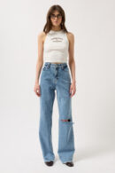 Laser Cut Wide Leg Jean - Black Fashion - Globality Store - Women Clothes Wholesale Turkey