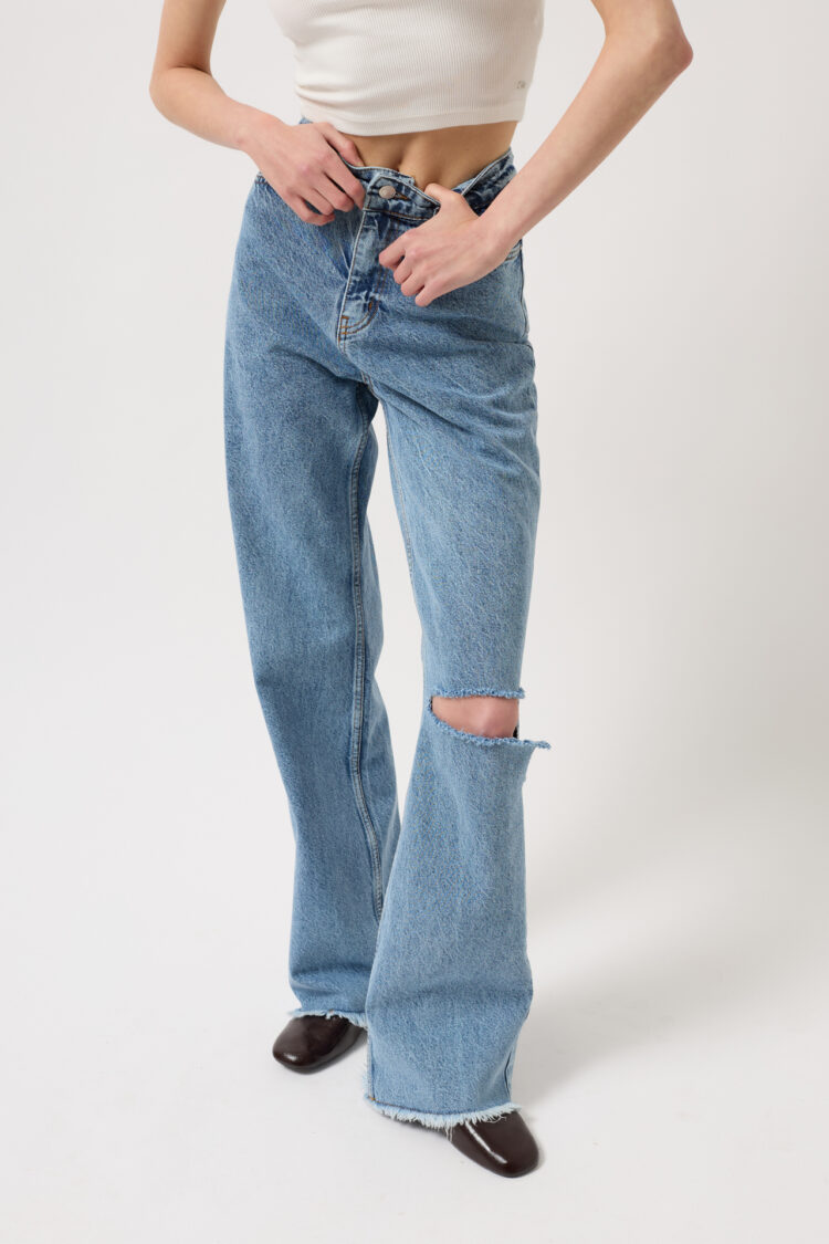 Laser Cut Wide Leg Jean
