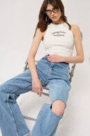 Laser Cut Wide Leg Jean - Black Fashion - Globality Store - Women Clothes Wholesale Turkey