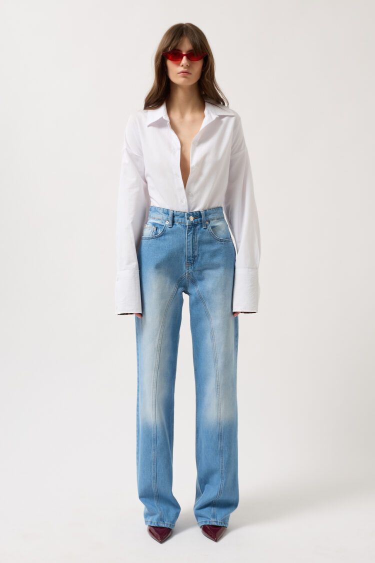 Sewing Detail Wide Leg Jean