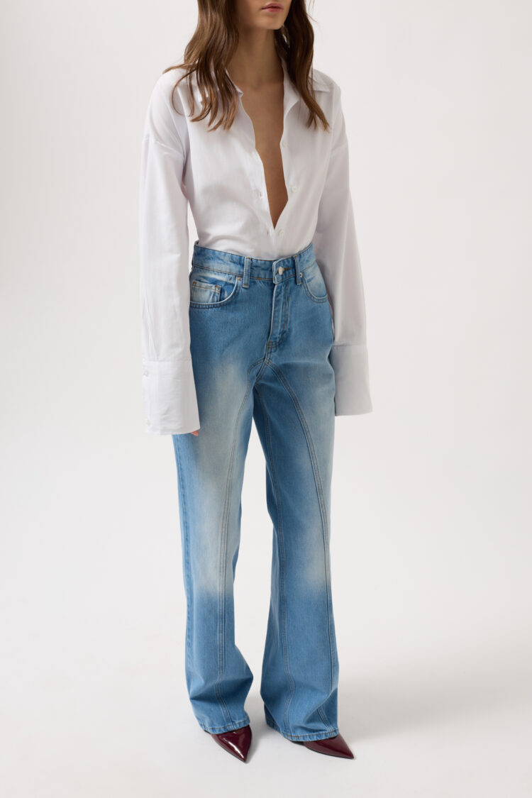 Sewing Detail Wide Leg Jean