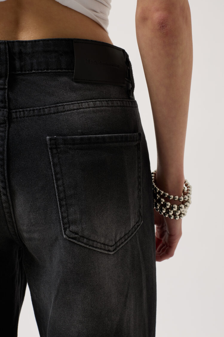Low Waist Knee Pleated Jean - Snow Wash Smoked
