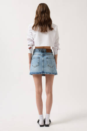 Asymmetric Belt Denim Mini Skirt - Black Fashion - Globality Store - Women Clothes Wholesale Turkey