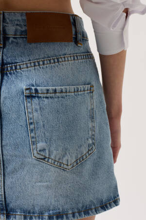 Asymmetric Belt Denim Mini Skirt - Black Fashion - Globality Store - Women Clothes Wholesale Turkey