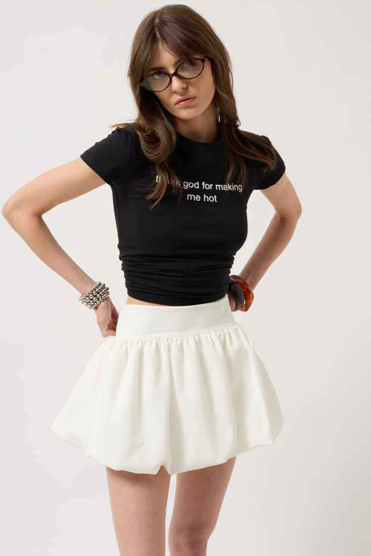 Balloon Detail Mini Skirt - Black Fashion - Globality Store - Women Clothes Wholesale Turkey