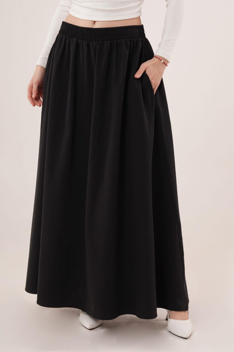 Elastic Waist Pocket Detailed LongWholesale Skirt - Lustrin - Globality Store - Women Clothes Wholesale Turkey