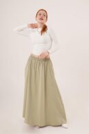 Elastic Waist Pocket Detailed LongWholesale Skirt - Lustrin - Globality Store - Women Clothes Wholesale Turkey