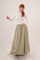 Elastic Waist Pocket Detailed LongWholesale Skirt - Lustrin - Globality Store - Women Clothes Wholesale Turkey