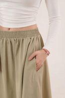 Elastic Waist Pocket Detailed LongWholesale Skirt - Lustrin - Globality Store - Women Clothes Wholesale Turkey