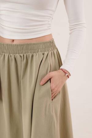 Elastic Waist Pocket Detailed LongWholesale Skirt - Lustrin - Globality Store - Women Clothes Wholesale Turkey