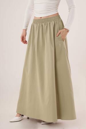 Elastic Waist Pocket Detailed LongWholesale Skirt - Lustrin - Globality Store - Women Clothes Wholesale Turkey