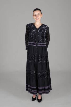 V Neck Burn Velvet Dress - GUMANIZE - Globality Store - Women Clothes Wholesale Turkey