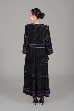 V Neck Burn Velvet Dress - GUMANIZE - Globality Store - Women Clothes Wholesale Turkey