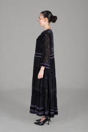V Neck Burn Velvet Dress - GUMANIZE - Globality Store - Women Clothes Wholesale Turkey