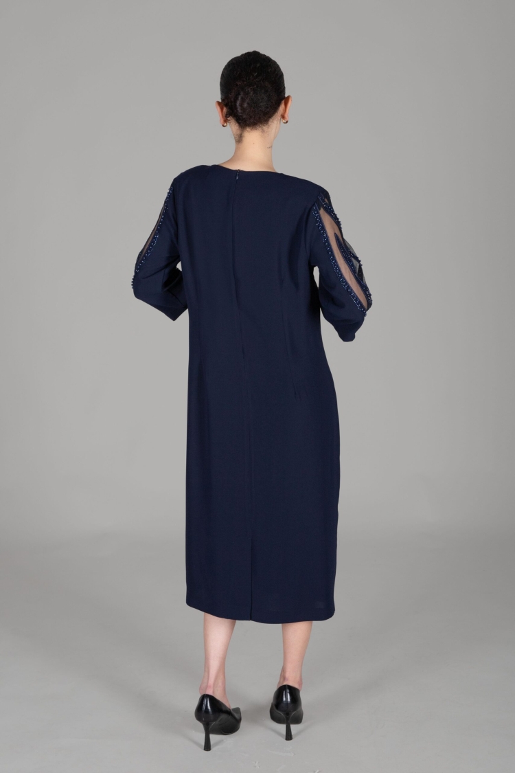 Cuff Round Neckline Straight Skinny Dress