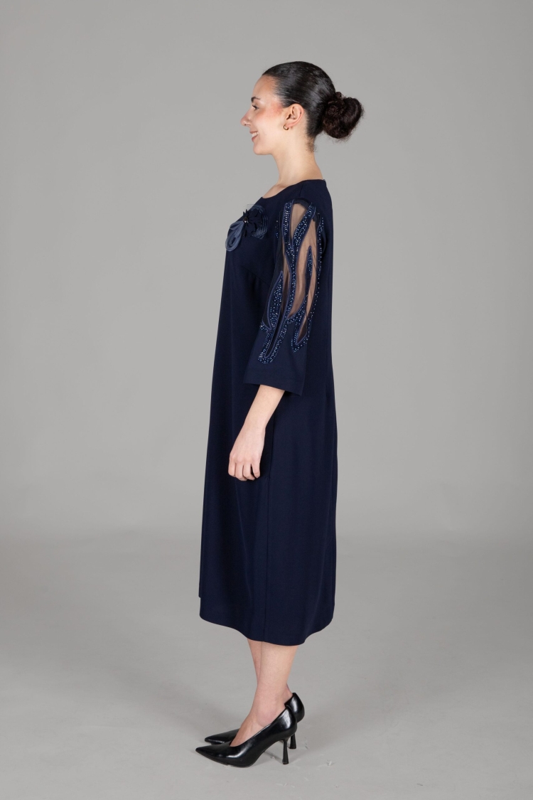 Cuff Round Neckline Straight Skinny Dress